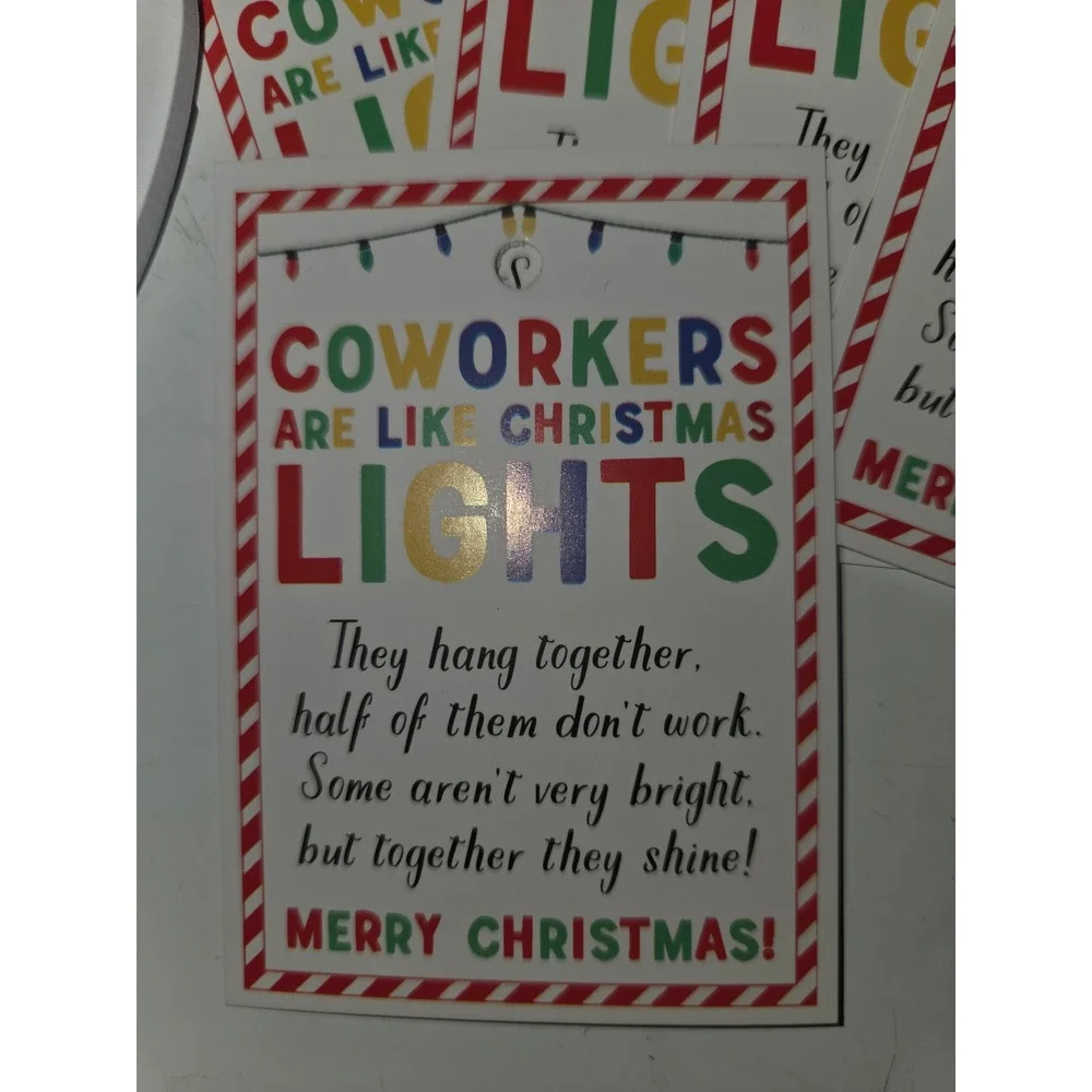 6 Pack Coworker Christmas Gift Set Pens Sticky Notes Tags Organza Bags Holiday
